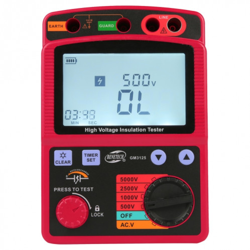 Benetech GM3125 Testeur de résistance de testeur d'isolement haute tension haute tension SB561131-37