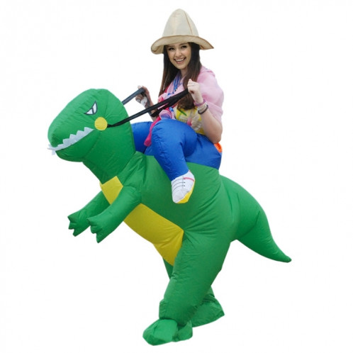 Costume de fête d'Halloween en costume de polyester fantaisie de dinosaure gonflable opéré pour adulte, hauteur recommandée: de 1,5 à 1,9 m (Vert) SH368G900-38