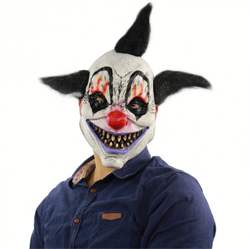 Halloween Festival Party Latex Wizard Clown Effrayé Masque Couvre-chef, avec des cheveux SH69281036-36