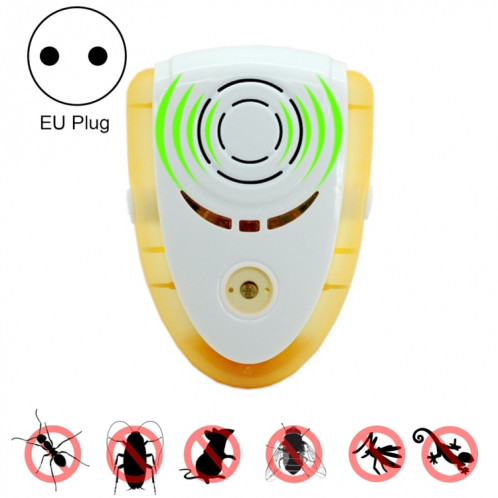 6W Électronique Ultrasons Électromagnétique Anti Mosquito Rat Insecte Pest Repeller avec Lumière, UE Plug, AC 90-240 V (Jaune) S638AY1491-35