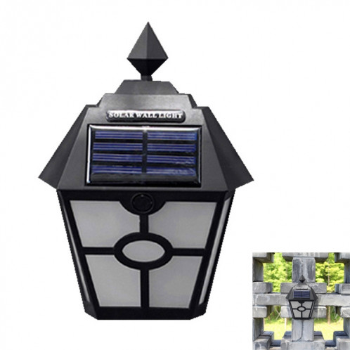 Applique murale LED rétro hexagonale solaire rétro-éclairée avec capteur de lumière de paysage (noir) SH919B1375-37