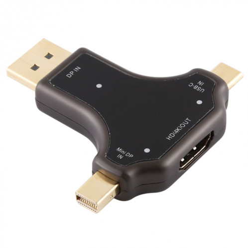 Adaptateur D63A DisplayPort + Mini DP + UCB-C / Type-C mâle vers HDMI femelle 3 en 1 SH00961058-38