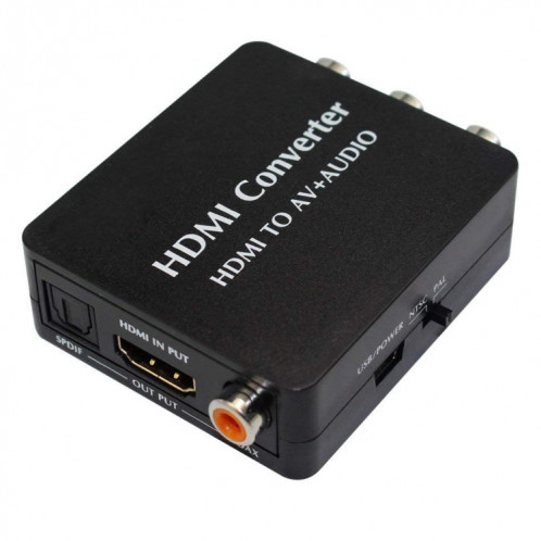 Convertisseur audio HDMI vers AV Support audio coaxial SPDIF Adaptateur vidéo composite NTSC PAL HDMI vers 3RCA pour TV / PC / PS3 / Blu-ray DVD SH74041481-36