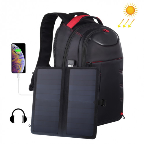 HAWEEL 14W Sac à dos pour ordinateur portable à énergie solaire / Extérieur / Sortie USB: 5V 2.1A Max (noir) SH121B1446-310