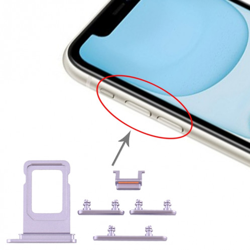 Plateau de la carte SIM + touche latérale pour iPhone 11 (violet) SH040P42-35