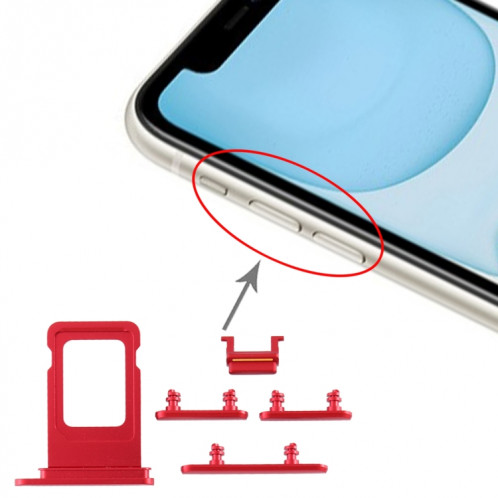 Plateau de la carte SIM + touche latérale pour iPhone 11 (rouge) SH040R1199-35