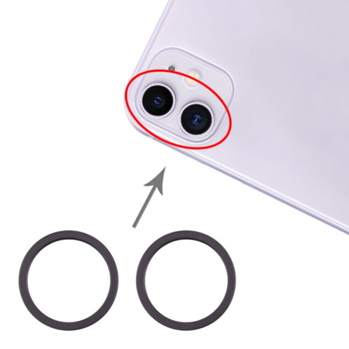 Anneau de protection en métal pour objectif en verre de caméra arrière 2 pièces pour iPhone 11 SH043B1572-35