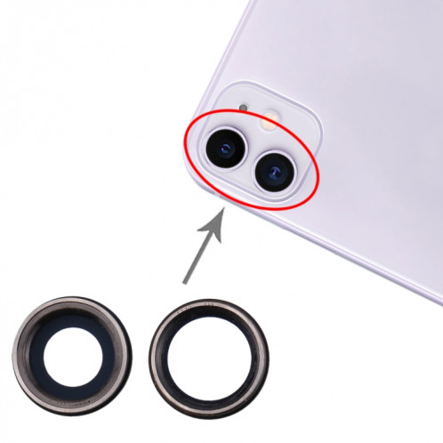 Lunette de caméra arrière 2 PCS avec cache d'objectif pour iPhone 11 SH0044931-35