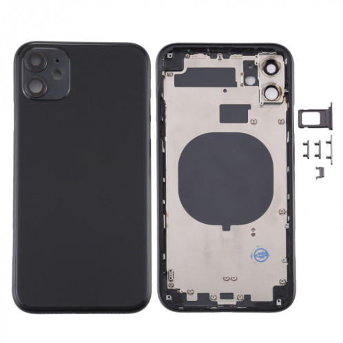 Couvercle arrière du boîtier avec plateau de la carte SIM, touches latérales et objectif de la caméra pour iPhone 11 (noir) SH059B1995-36