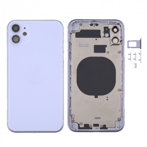 Couvercle arrière du boîtier avec plateau pour carte SIM, touches latérales et objectif de caméra pour iPhone 11 (violet) SH059P1892-36