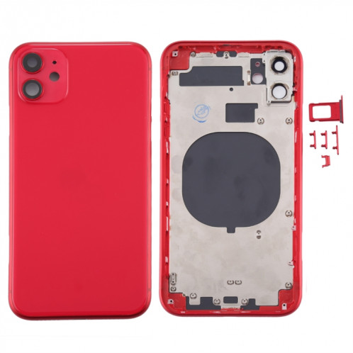 Couvercle arrière du boîtier avec plateau pour carte SIM, touches latérales et objectif de caméra pour iPhone 11 (rouge) SH059R1121-36