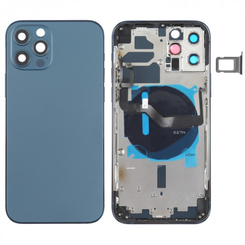 Couverture arrière de la batterie (avec touches latérales et plateau de carte et puissance + volume Flex Câble et module de chargement sans fil) pour iPhone 12 Pro SH89LL898-36