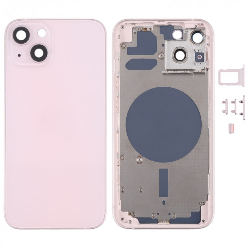 Housse de boîtier arrière avec plateau de carte SIM et lentille de caméra pour iPhone 13 (rose) SH31FL1982-36