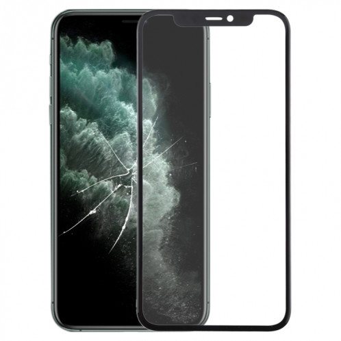 Écran avant Lentille en verre externe + OCA Adhésif optiquement transparent pour iPhone 11 Pro Max (Noir) SH007B1952-36