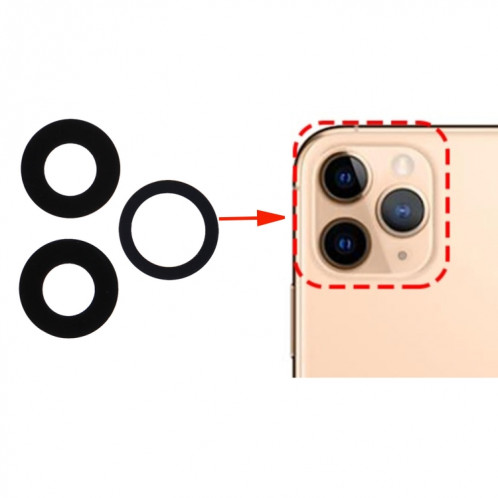 3 PCS / Set objectif de caméra arrière pour iPhone 11 Pro SH0010391-35