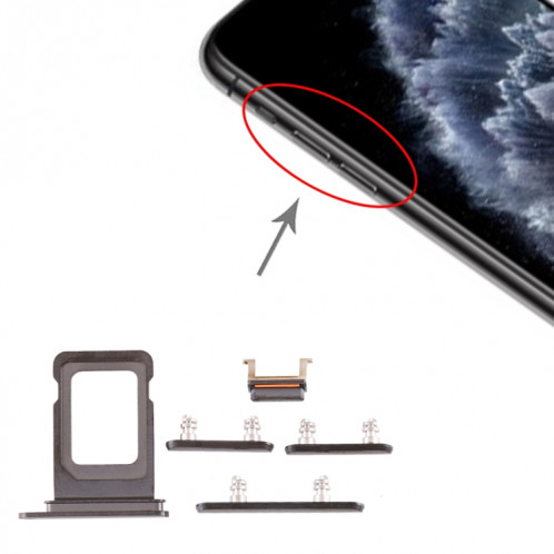 Plateau de la carte SIM + touche latérale pour iPhone 11 Pro / 11 Pro Max (noir) SH012B868-35