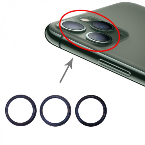 Anneau de cerceau de protection en métal pour lentille en verre de caméra arrière 3 PCS pour iPhone 11 Pro et 11 Pro Max (vert) SH016G747-35