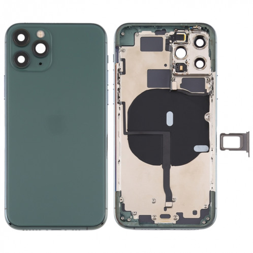 Couvercle arrière de la batterie (avec touches latérales et plateau de carte et câble d'alimentation + volume flexible et module de charge sans fil) pour iPhone 11 Pro (vert) SH33GL1868-37