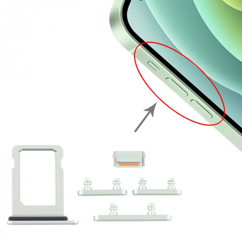 Plateau de la carte SIM + touches latérales pour iPhone 12 Mini (vert) SH016G1821-34