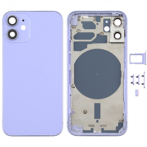 Couvercle de boîtier arrière avec plateau de carte SIM et lentille de la caméra pour iPhone 12 mini (violet) SH45PL1375-36