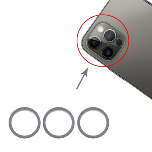 Anneau de protection en métal pour objectif en verre de caméra arrière 3 pièces pour iPhone 12 Pro Max (graphite) SH13GR1293-34
