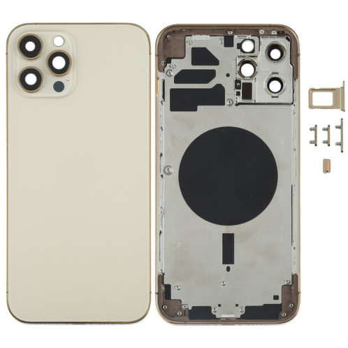 Couvercle de boîtier arrière avec plateau de carte SIM et lentilles de la caméra pour iPhone 12 Pro Max (Or) SH35JL493-36