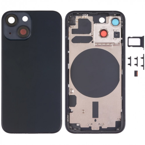 Couvercle de boîtier arrière avec plateau de carte SIM et clés de latération et objectif de caméra pour iPhone 13 mini SH01BL1737-36