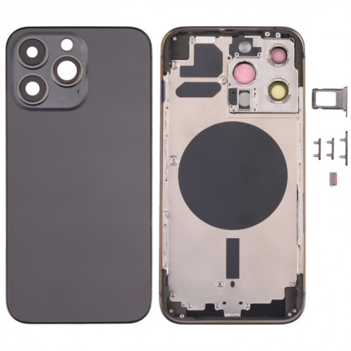 Housse de boîtier arrière avec plateau de carte SIM et lentille de caméra pour iPhone 13 Pro (Noir) SH02BL844-36