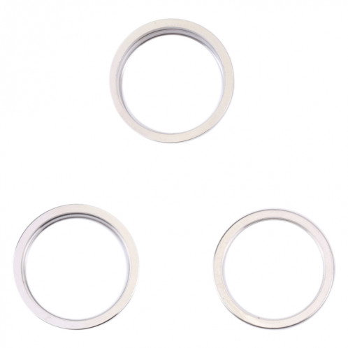 Pour iPhone 14 Pro Max 3 pièces caméra arrière lentille en verre métal extérieur protecteur anneau de cerceau (argent) SH006S645-34