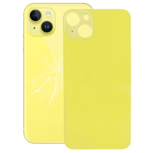 Couvercle de batterie arrière en verre pour grand trou de caméra de remplacement facile pour iPhone 14 (jaune) SH19YL1666-34