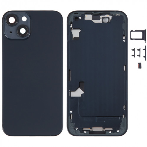 Coque arrière de batterie pour iPhone 14 avec cadre central/touches latérales (noir) SH95BL1623-36