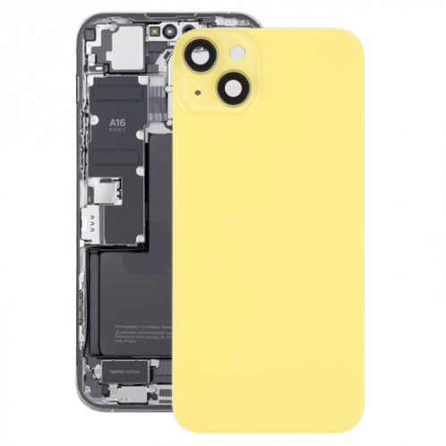 Coque arrière de batterie en verre avec support pour iPhone 14 Plus (jaune) SH12YL1005-36