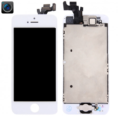 iPartsBuy 4 en 1 pour iPhone 5 (caméra frontale + LCD + cadre + pavé tactile) Assembleur de numériseur (blanc) SI000W1659-38