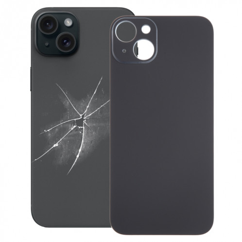 Pour iPhone 15 Plus, remplacement facile, grand trou de caméra, couvercle de batterie arrière en verre (noir) SH43BL552-37