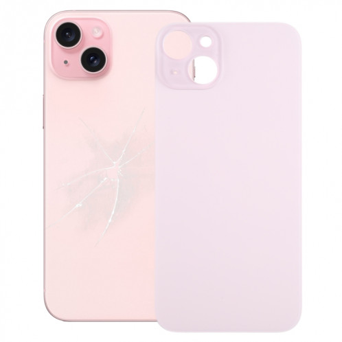 Pour iPhone 15 Plus Remplacement facile Grand trou de caméra Couvercle de batterie arrière en verre (rose) SH43FL1895-37