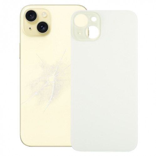 Pour iPhone 15 Plus, remplacement facile, grand trou de caméra, couvercle de batterie arrière en verre (jaune) SH43YL127-37
