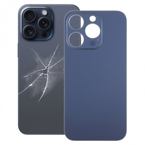 Pour iPhone 15 Pro Remplacement facile Grand trou de caméra Couvercle de batterie arrière en verre (bleu) SH44LL1722-37