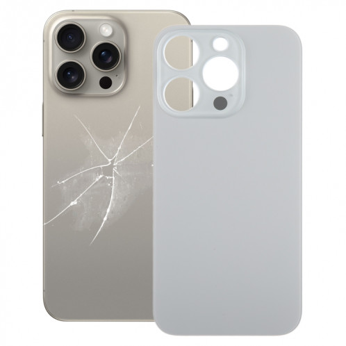 Pour iPhone 15 Pro Remplacement facile Grand trou de caméra Couvercle de batterie arrière en verre (Titane) SH4TCL461-37