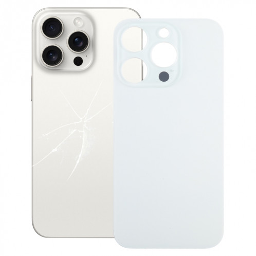 Pour iPhone 15 Pro Remplacement facile Grand trou de caméra Couvercle de batterie arrière en verre (blanc) SH44WL1011-37