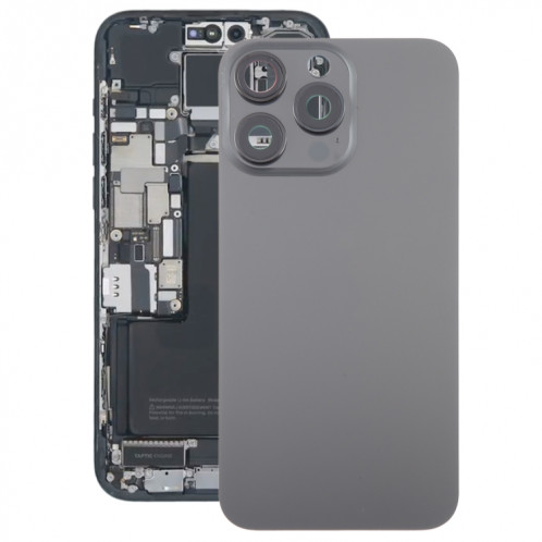 Pour iPhone 15 Pro Max Couvercle arrière de la batterie en verre avec couvercle d'objectif d'appareil photo (noir) SH87BL1516-37