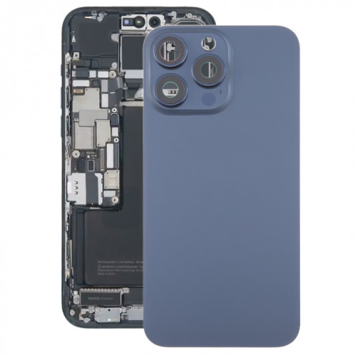 Pour iPhone 15 Pro Max Couvercle arrière de la batterie en verre avec couvercle d'objectif d'appareil photo (bleu) SH87LL1648-37