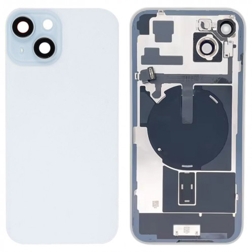 For iPhone 15 Plus Glass Battery Back Cover with Flash Bracket + Wireless Charging Module(Blue) SH09LL760-37