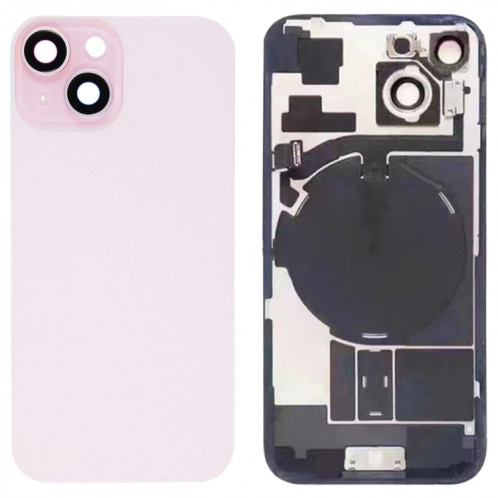 For iPhone 15 Glass Battery Back Cover with Flash Bracket + Wireless Charging Module(Pink) SH14FL1116-37