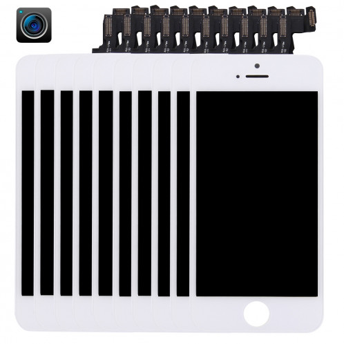 10 PCS iPartsAcheter 4 en 1 pour iPhone 5s (caméra frontale + LCD + cadre + pavé tactile) Assemblage de numériseur (blanc) S192WT1824-39