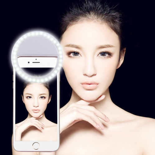 Chargeur Selfie Beauté Lumière, Pour iPhone, Galaxy, Huawei, Xiaomi, LG, HTC et autres téléphones intelligents avec clip réglable et câble USB (Blanc) SH394W1774-38