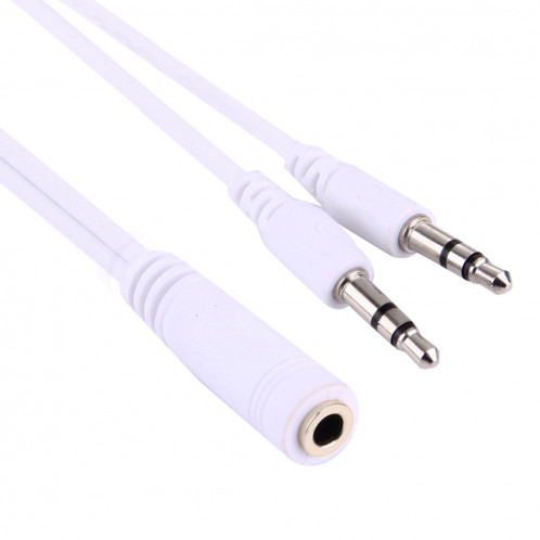 1M Hi-Fi AUX Audio Câble 3.5mm Double Mâle à Femelle Prise Jack Stéréo Fil Audio pour iPhone, iPad, Samsung, MP3, MP4, Carte Son, TV, Radio-enregistreur, Voiture Bluetooth Speacker, Ordinateur, etc (Blanc) S141611246-35