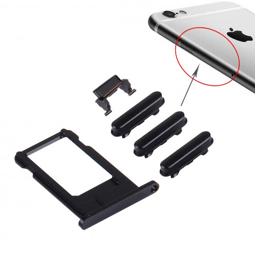 iPartsBuy 4 en 1 pour iPhone 6s Plus (plateau de carte + touche de contrôle du volume + bouton d'alimentation + touche de vibreur interrupteur muet) (Noir) SI901B1367-33