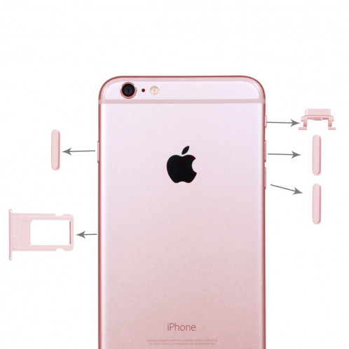 iPartsBuy 4 en 1 pour iPhone 6 Plus (porte-cartes + touche de contrôle du volume + bouton d'alimentation + touche de vibreur interrupteur muet) (or rose) SI12RG584-33