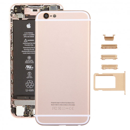 iPartsAcheter 5 en 1 pour iPhone 6s (couverture arrière + porte-cartes + touche de contrôle du volume + bouton d'alimentation + touche de vibreur interrupteur muet) pleine couverture de boîtier d'Assemblée SI36JL1609-36