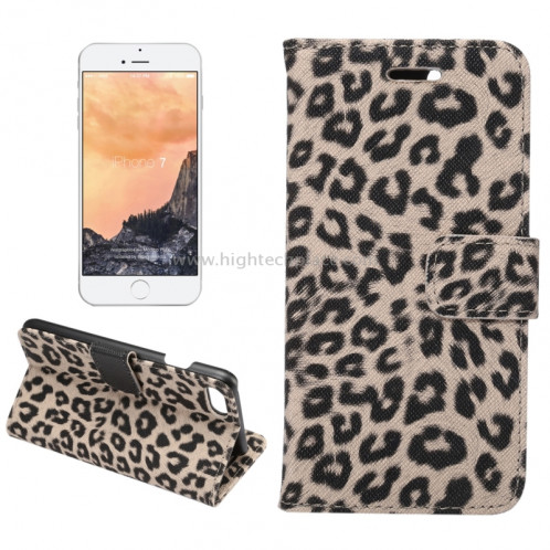 Pour iPhone 8 et 7 Leopard Motif Horizontal Etui en cuir à rabat avec porte-cartes et fentes pour cartes et porte-monnaie (Jaune) SP110Y1650-38